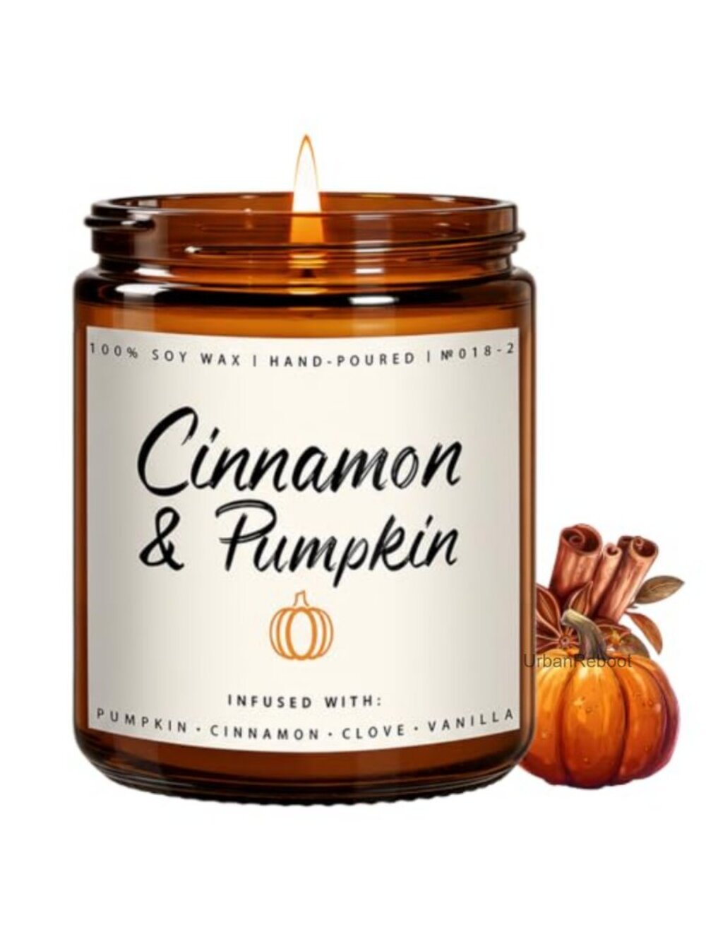 Cinnamon Pumpkin Scented Soy Candle 7 oz Fall Home Decor Gift